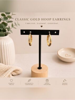 Classic Gold Hoop Earrings for Women - Polished Gold Finish